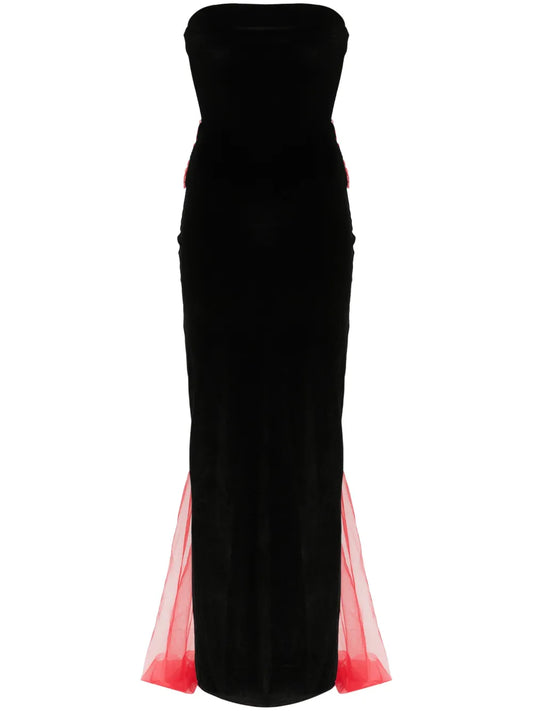 Bow-Detail Velvet Gown