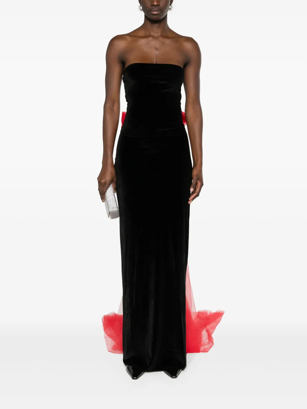 Bow-Detail Velvet Gown