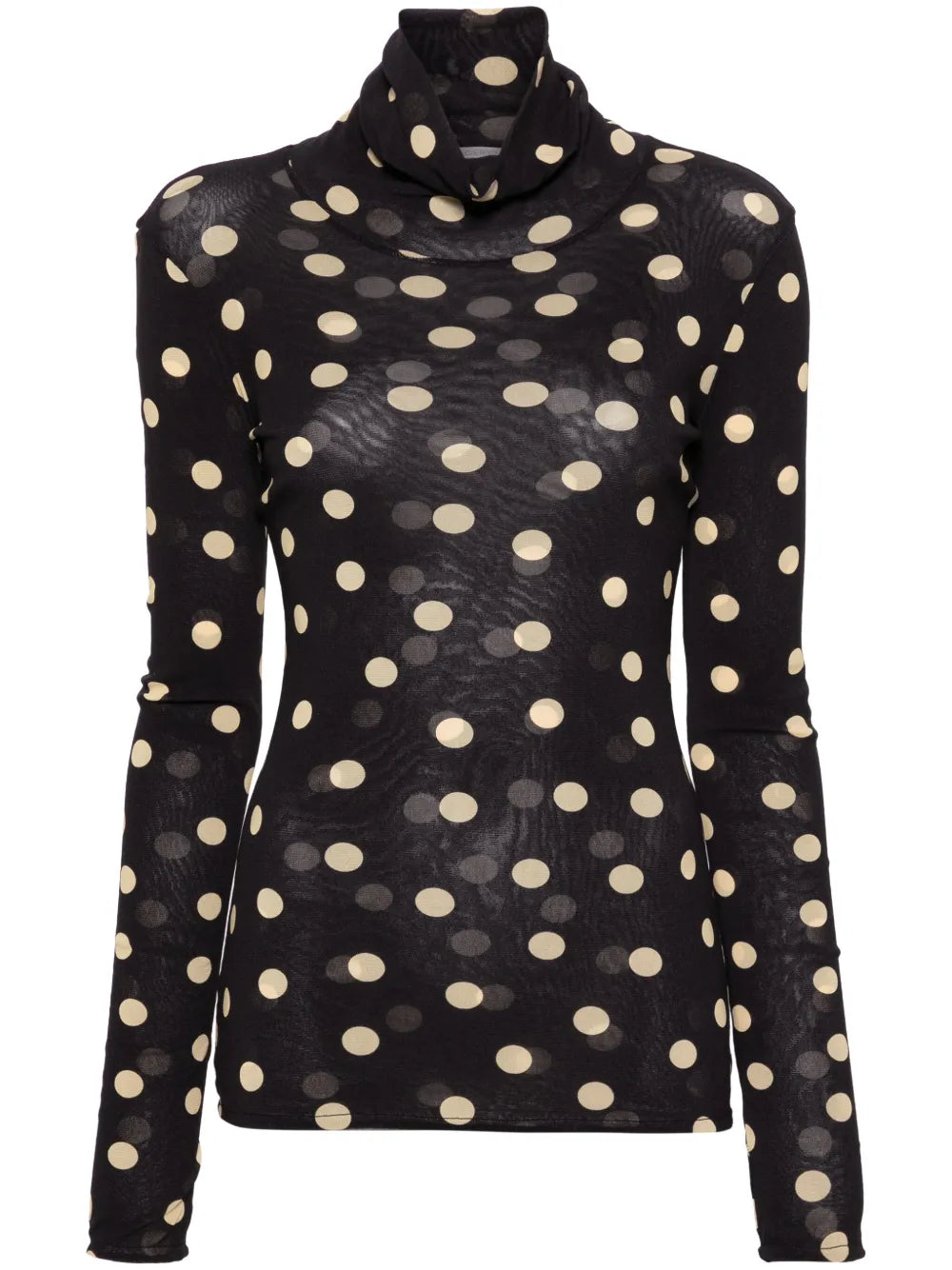 Polka Dot Roll-Neck Blouse
