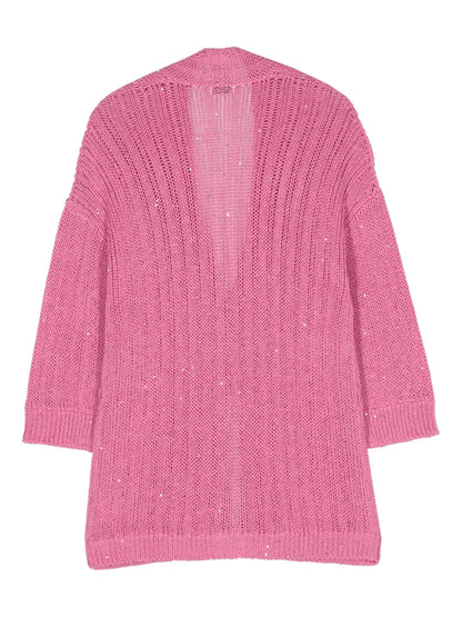 Sequin-Detail Open-Knit Cardigan