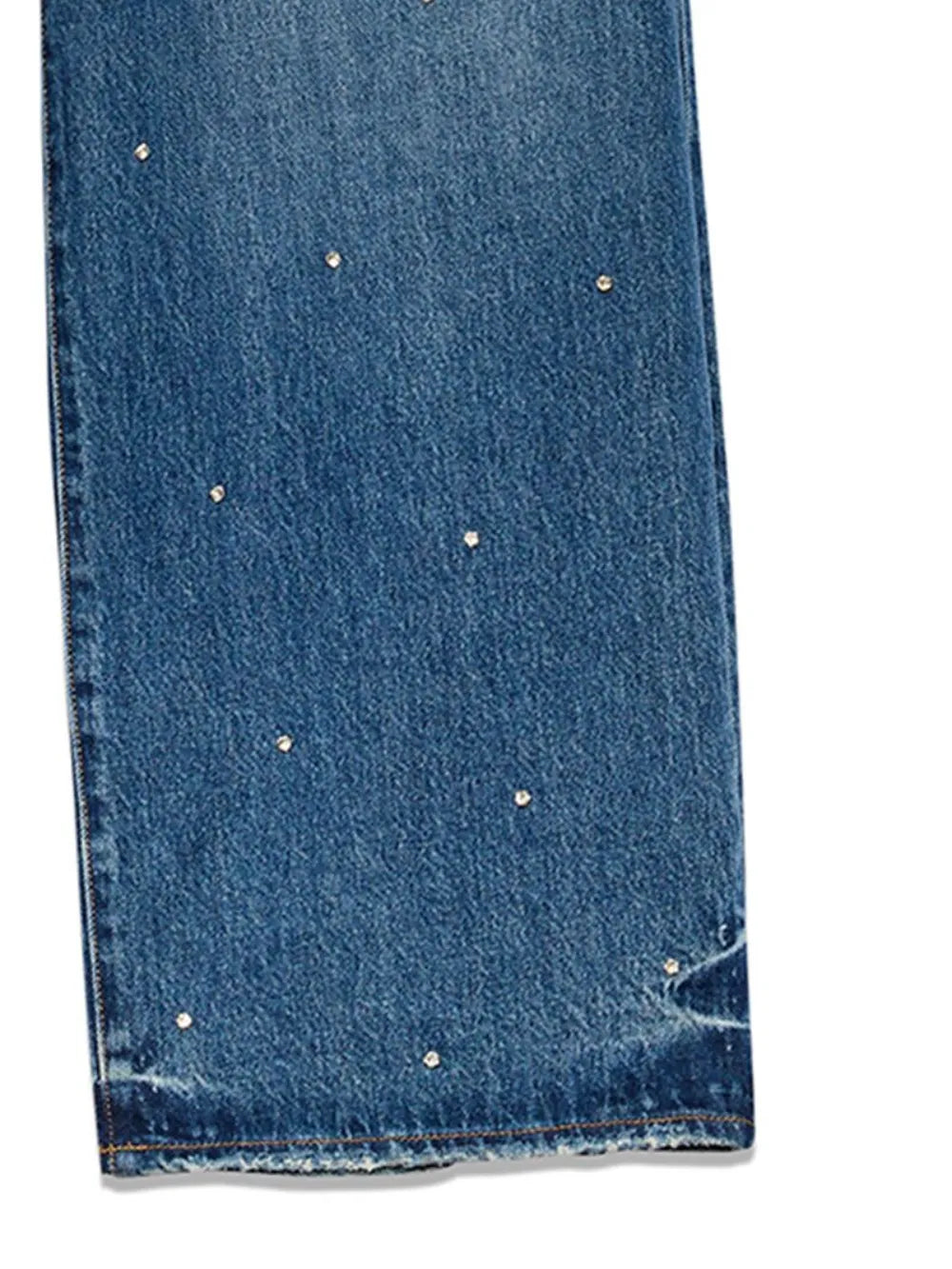 Rhinestone-Embellished Wide-Leg Jeans