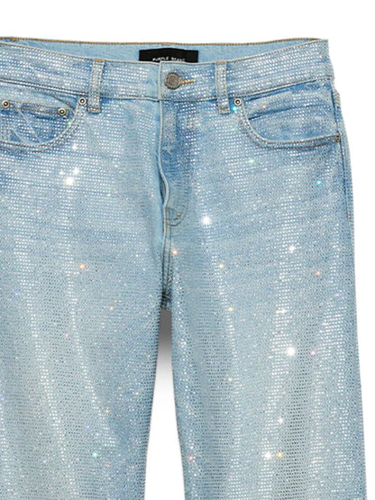Rhinestone-Embellished Straight-Leg Jeans