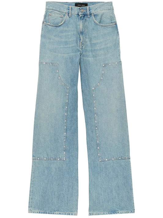 Wide-Leg Studded Jeans