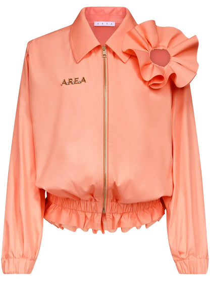Floral-Appliqué Ruffled Jacket