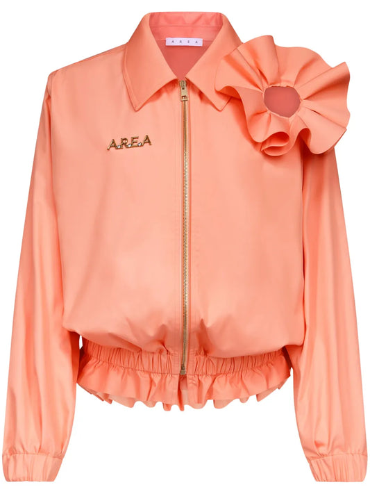 Floral-Appliqué Ruffled Jacket