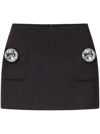 Crystal-Embellished Wool Mini Skirt