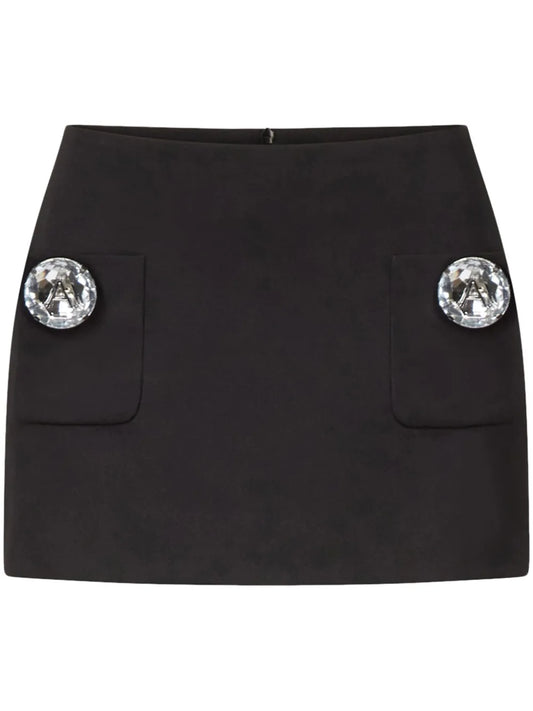 Crystal-Embellished Wool Mini Skirt