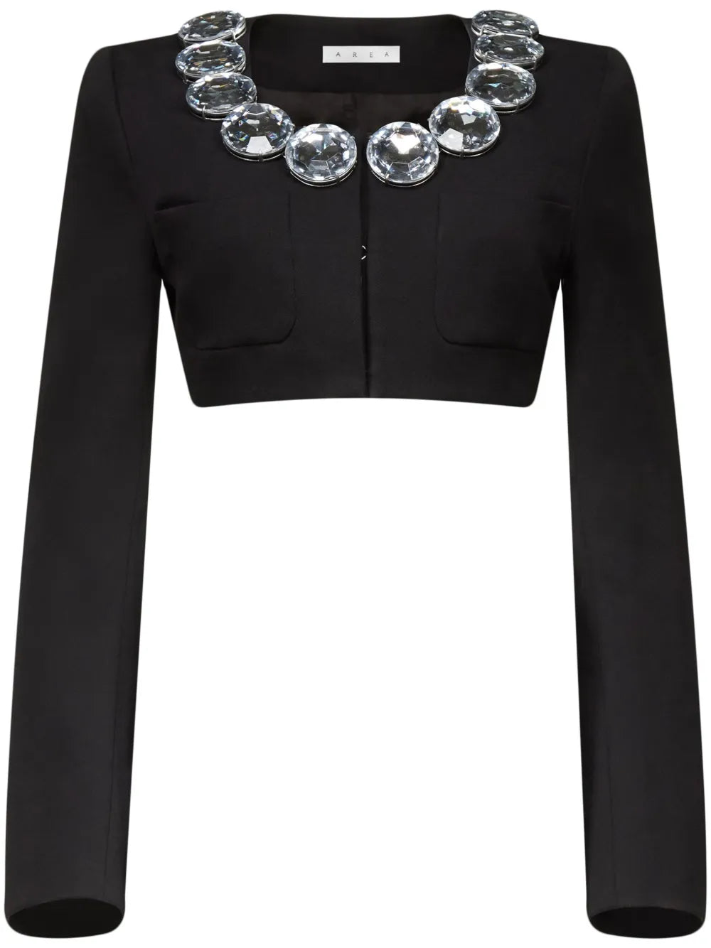 Crystal-Embellished Cropped Wool Jacket