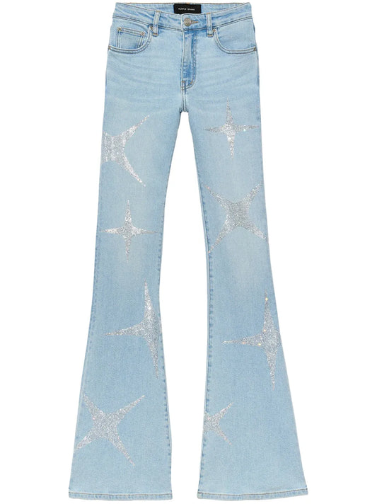 Rhinestone-Embellished Bootcut Jeans