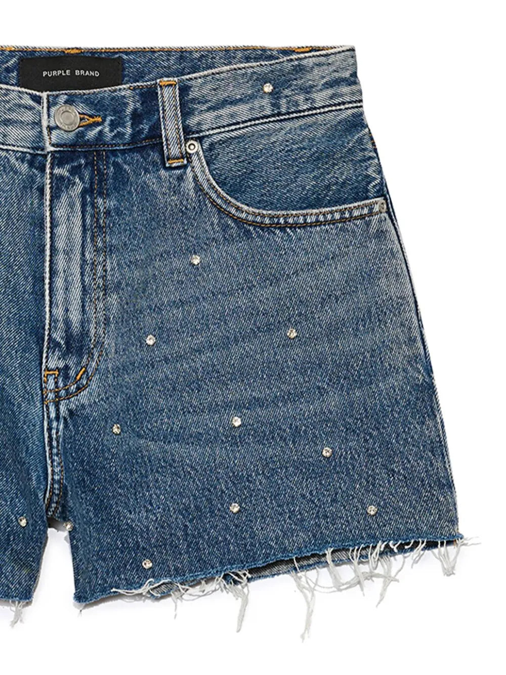 Rhinestone-Embellished Denim Shorts