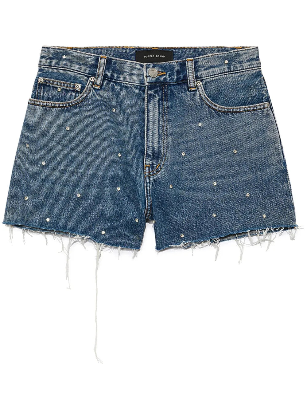 Rhinestone-Embellished Denim Shorts