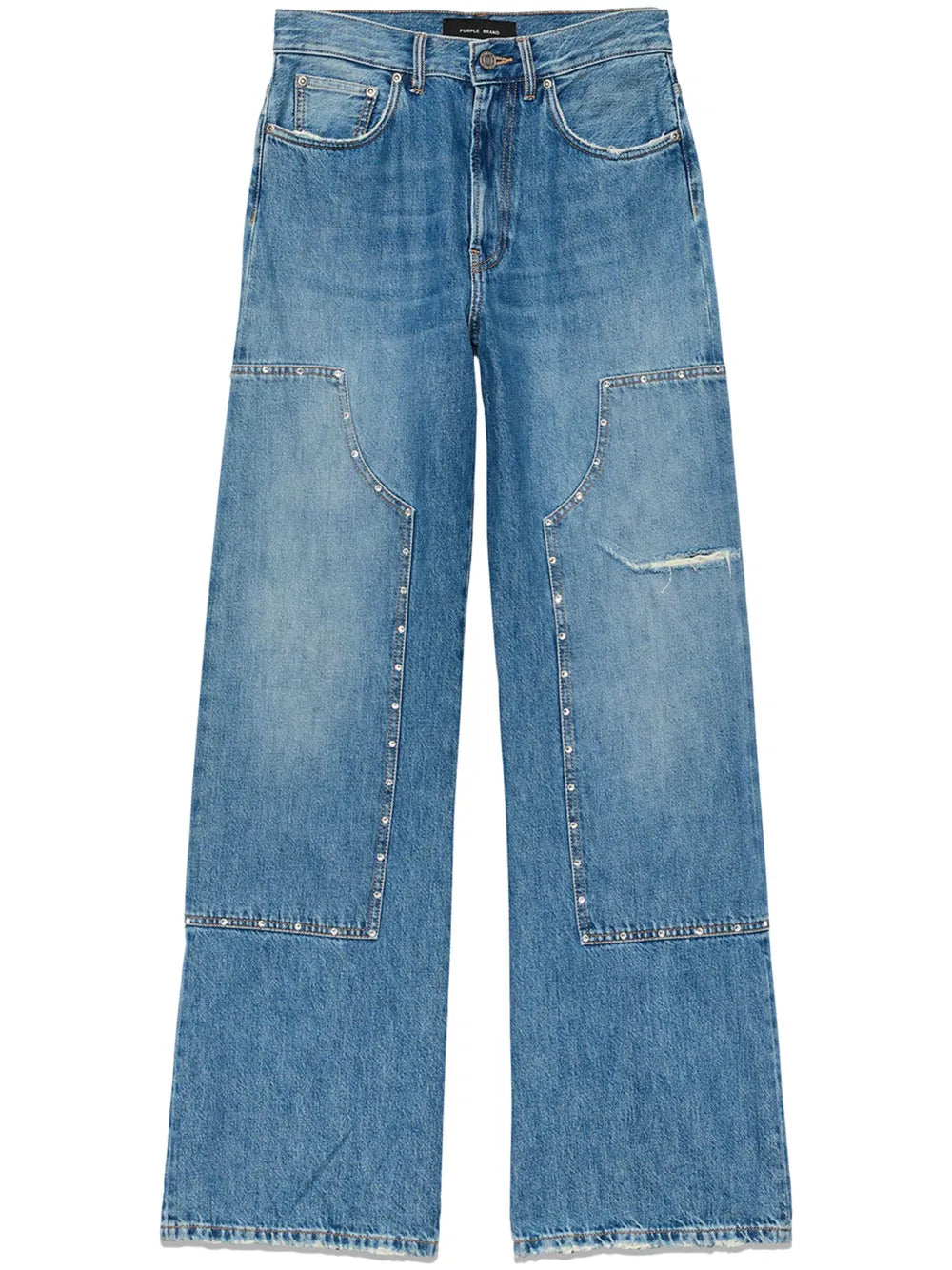 Wide-Leg Studded Jeans