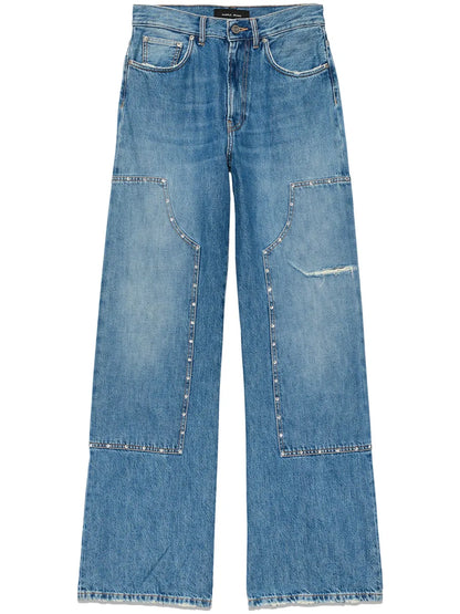 Wide-Leg Studded Jeans