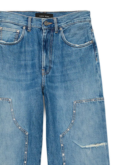 Wide-Leg Studded Jeans