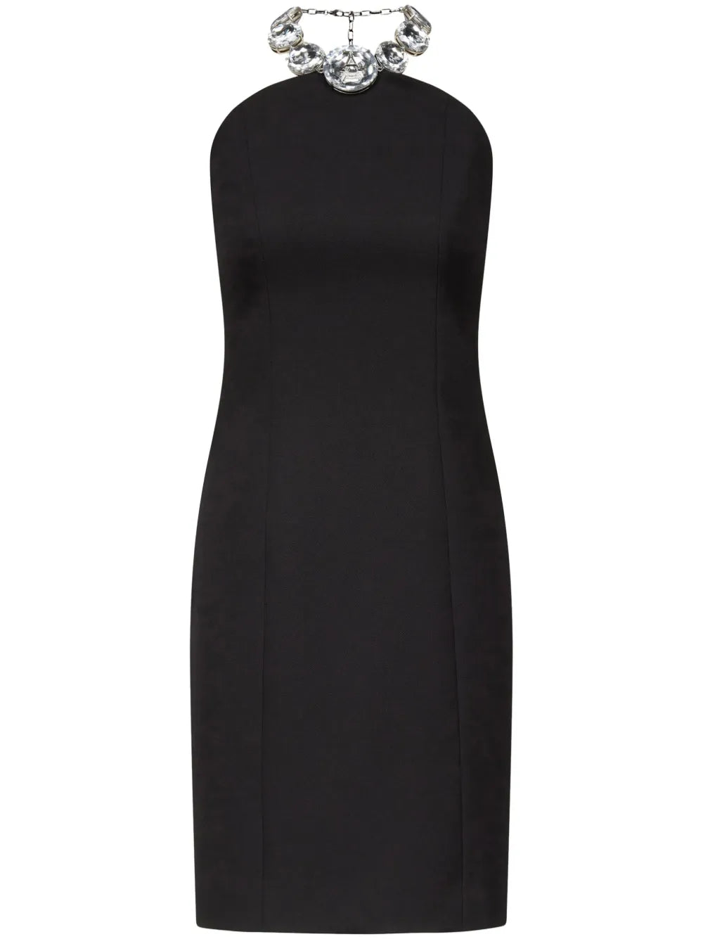 Crystal-Embellished Halter Dress