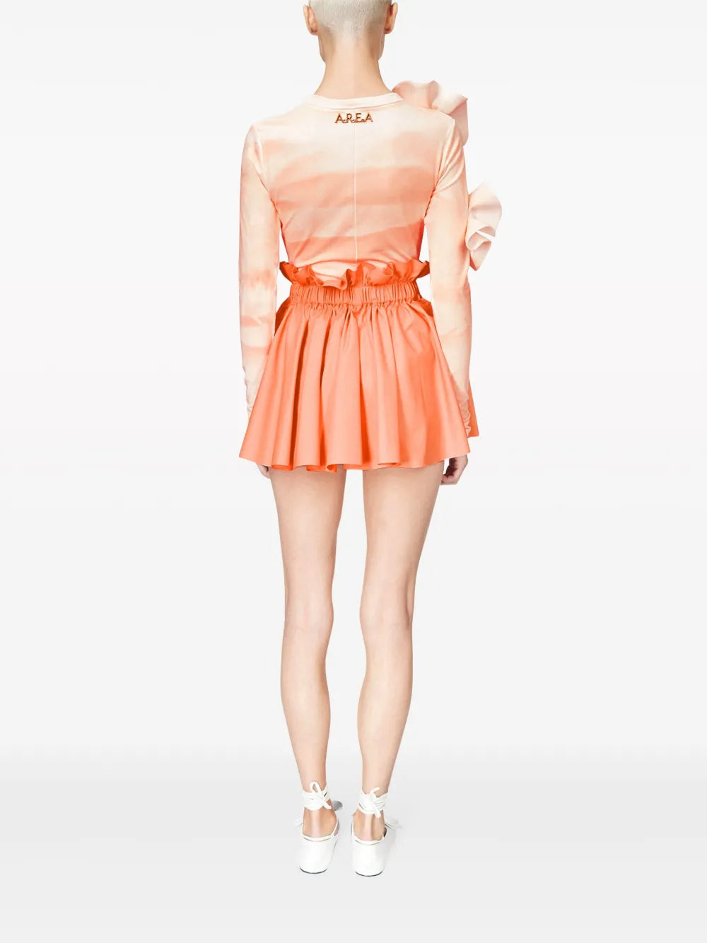 Ruffled Flower-Appliqué Mini Skirt