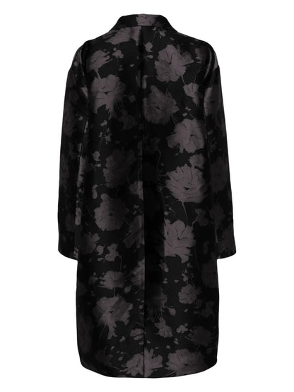 Patterned-Jacquard Single-Breasted Coat