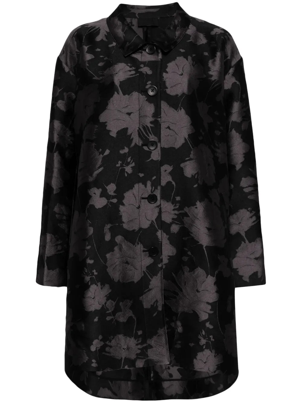 Patterned-Jacquard Single-Breasted Coat