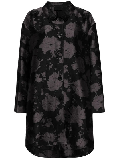 Patterned-Jacquard Single-Breasted Coat