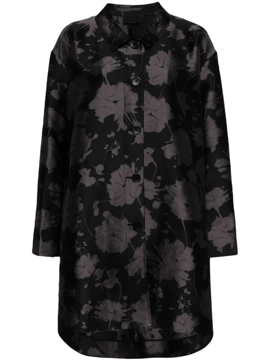 Patterned-Jacquard Single-Breasted Coat