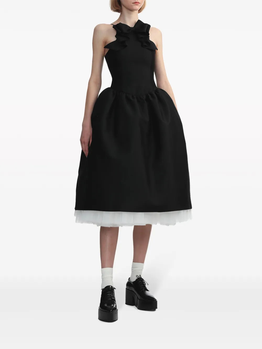 Bow-Detail Flared Midi Dress