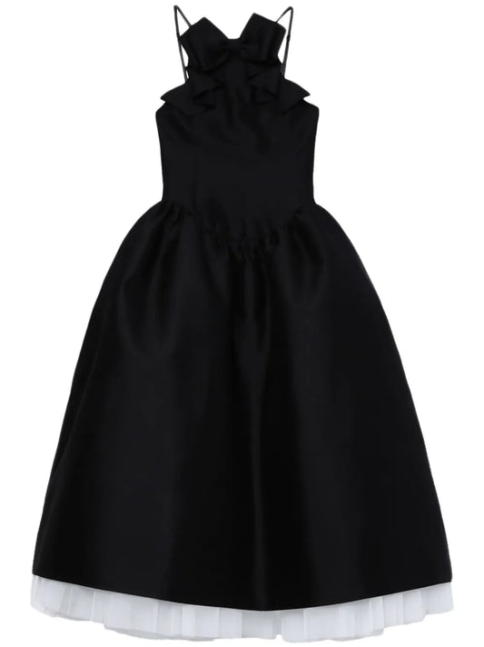 Bow-Detail Flared Midi Dress