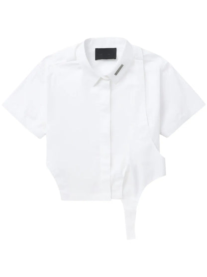 Layered Cropped Cotton Shirt