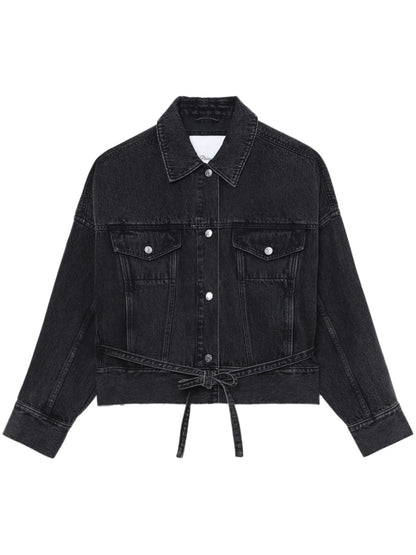 Button-Up Belted Denim Jacket