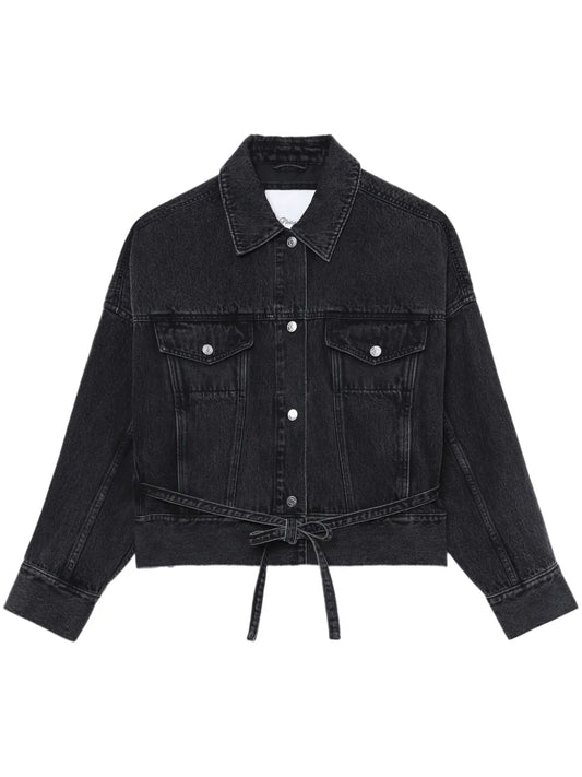 Button-Up Belted Denim Jacket