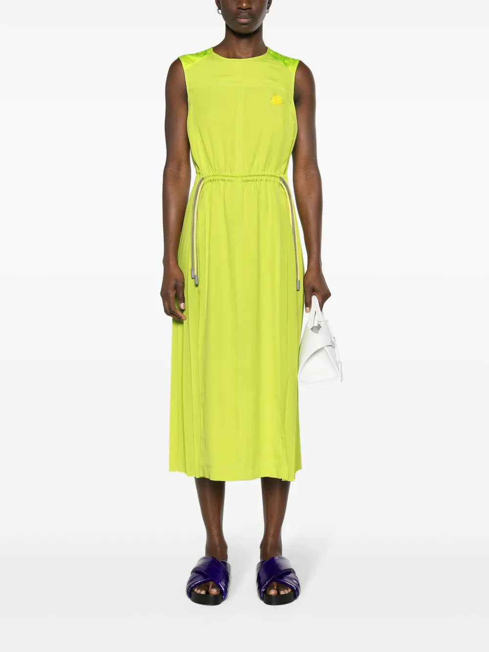 Logo-Appliqué Pleated Midi Dress