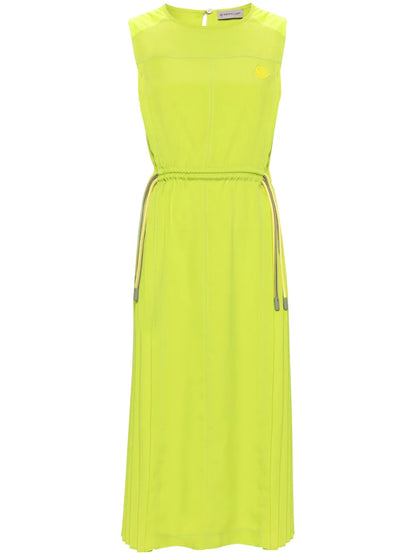 Logo-Appliqué Pleated Midi Dress