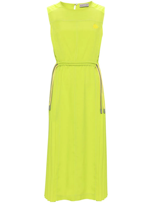 Logo-Appliqué Pleated Midi Dress