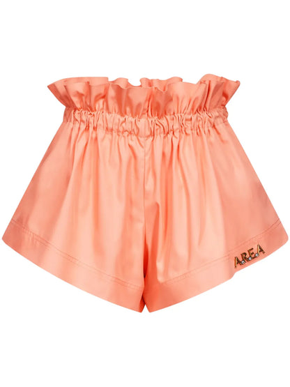 Ruffled-Waist Track Shorts