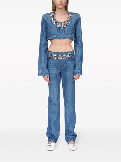 Jumbo Crystal Straight-Leg Jeans