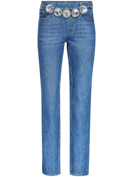 Jumbo Crystal Straight-Leg Jeans