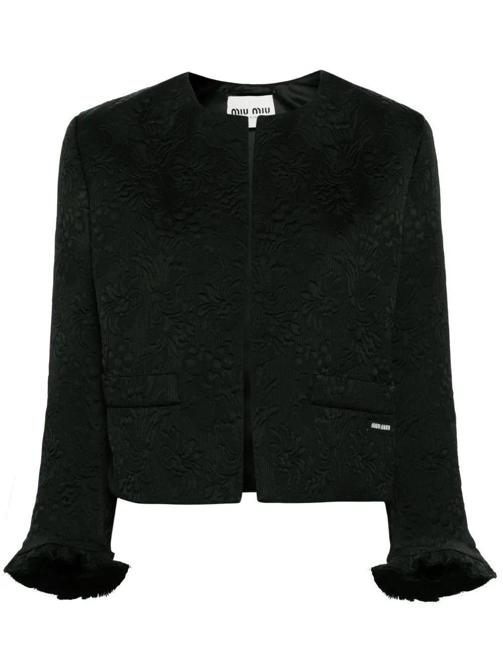Floral-Matelessé Cropped Jacket