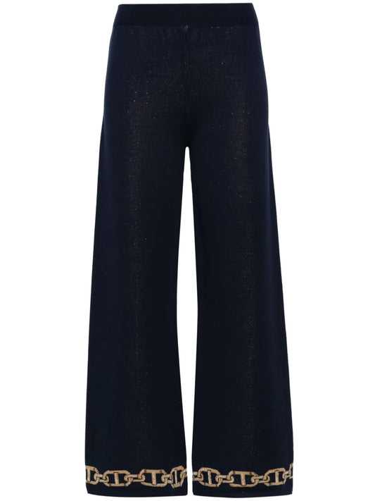 Intarsia-Knit Straight Trousers