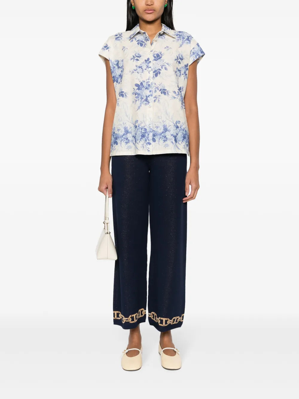 Intarsia-Knit Straight Trousers