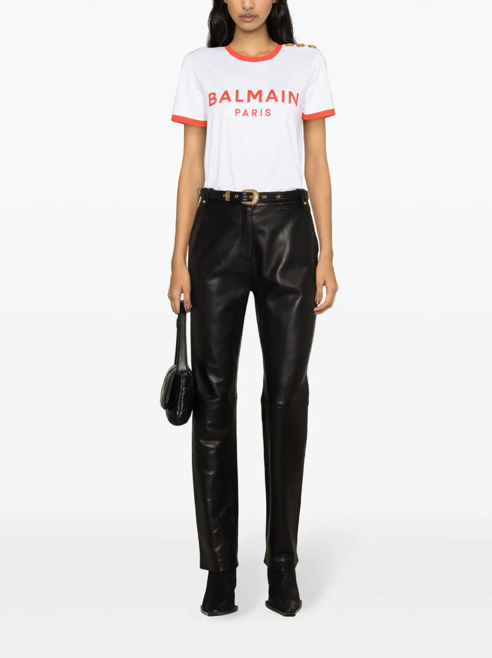 Belted High-Rise Leather Trousers