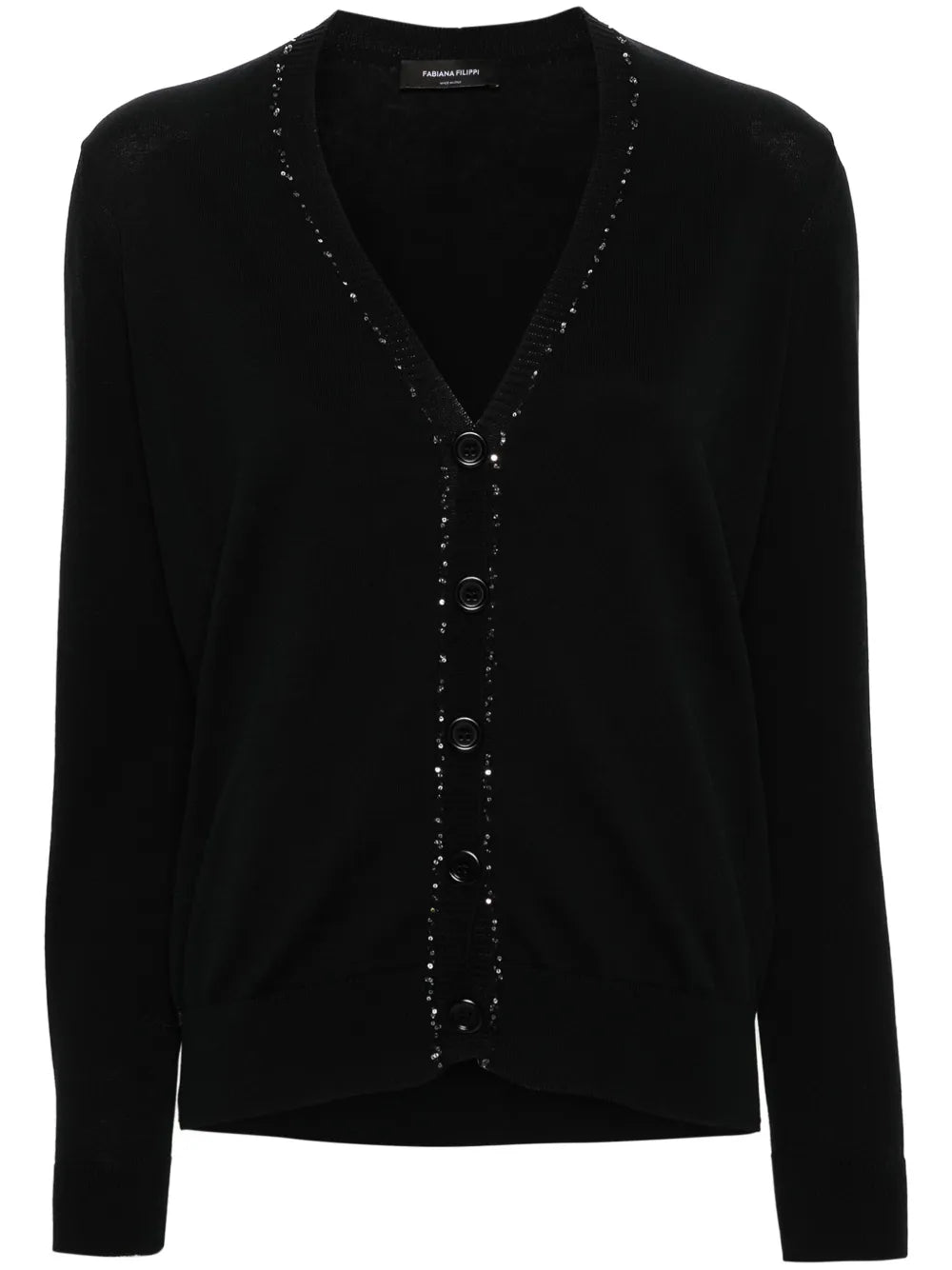 Sequin-Trim Cotton Cardigan