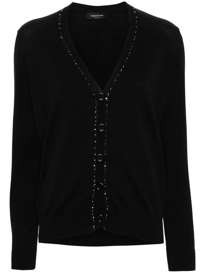 Sequin-Trim Cotton Cardigan