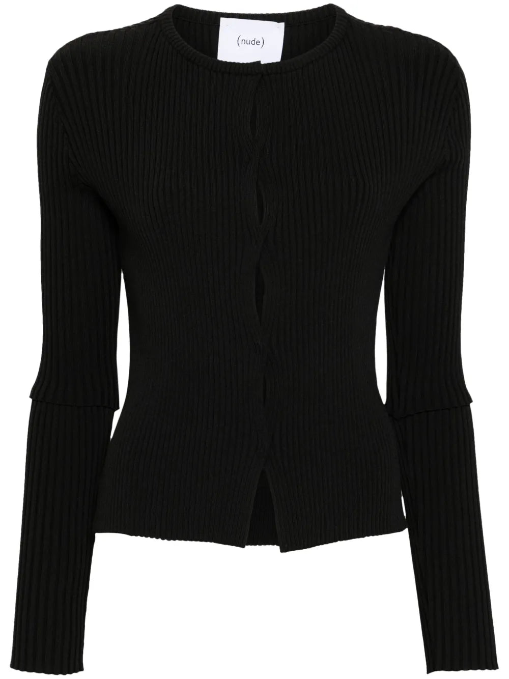 Cut-Out Detail Ribbed Cardigan