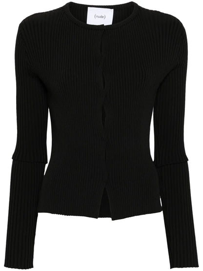 Cut-Out Detail Ribbed Cardigan