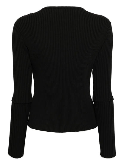 Cut-Out Detail Ribbed Cardigan