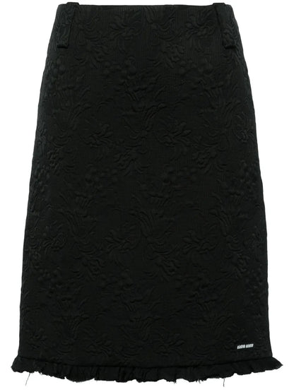 Floral-Matelassé Pencil Skirt