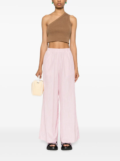 Striped Poplin Wide Trousers