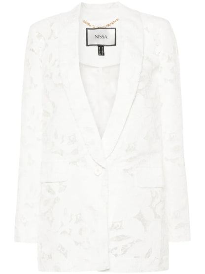 Single-Breasted Floral-Embroidered Blazer