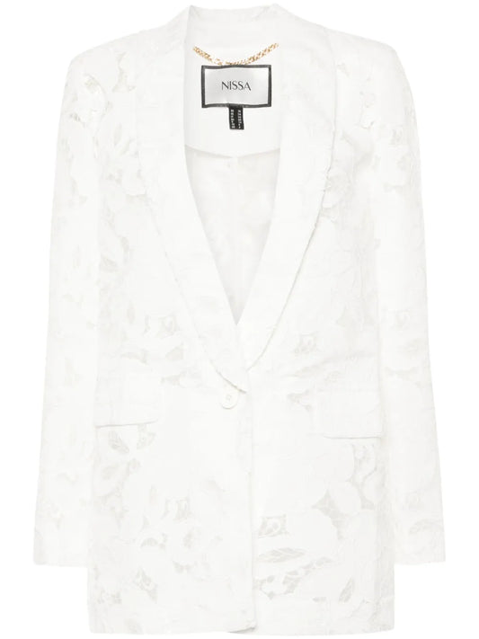 Single-Breasted Floral-Embroidered Blazer