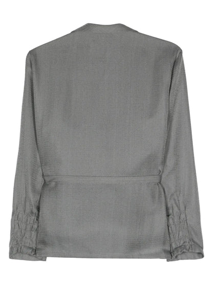Patterned-Jacquard Wrap Blazer