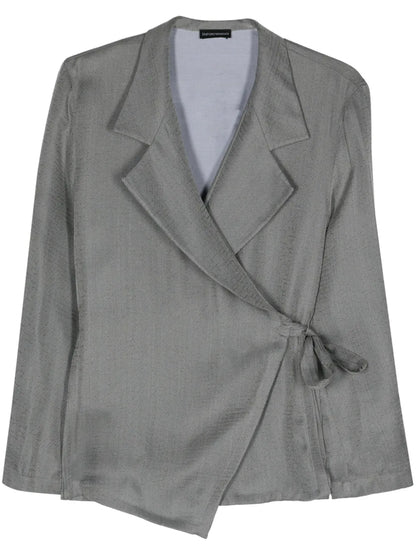 Patterned-Jacquard Wrap Blazer